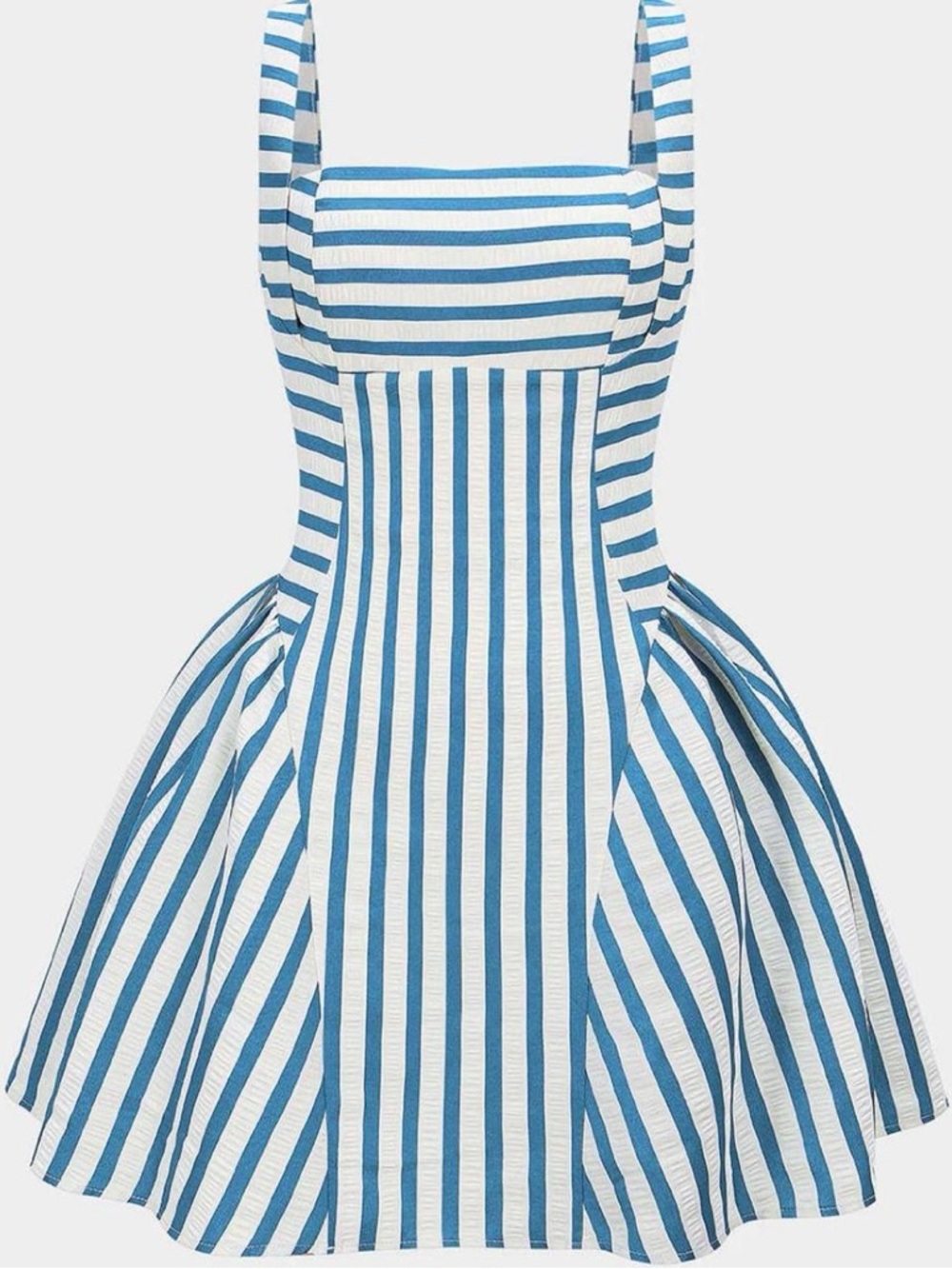 Micas blue and white striped mini dress